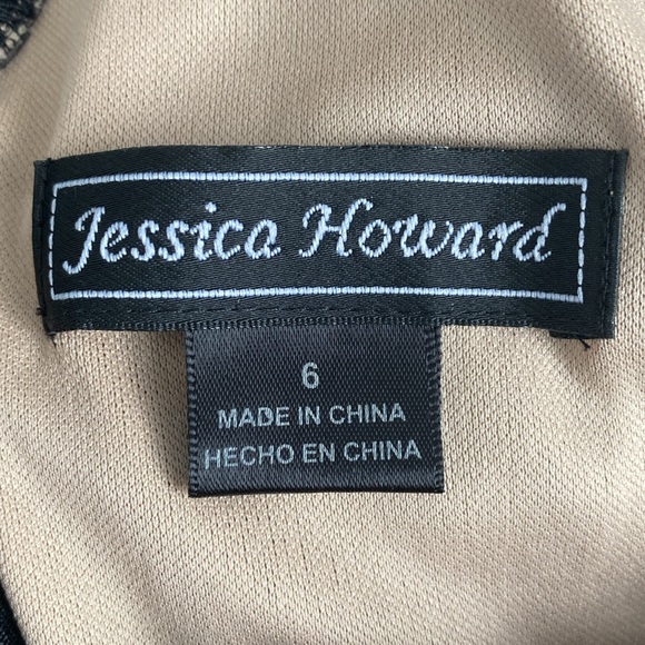 Jessica Howard Black Tan Dress with Lace Top and Zipper Back Size 6 NWOT - Picture 3 of 4